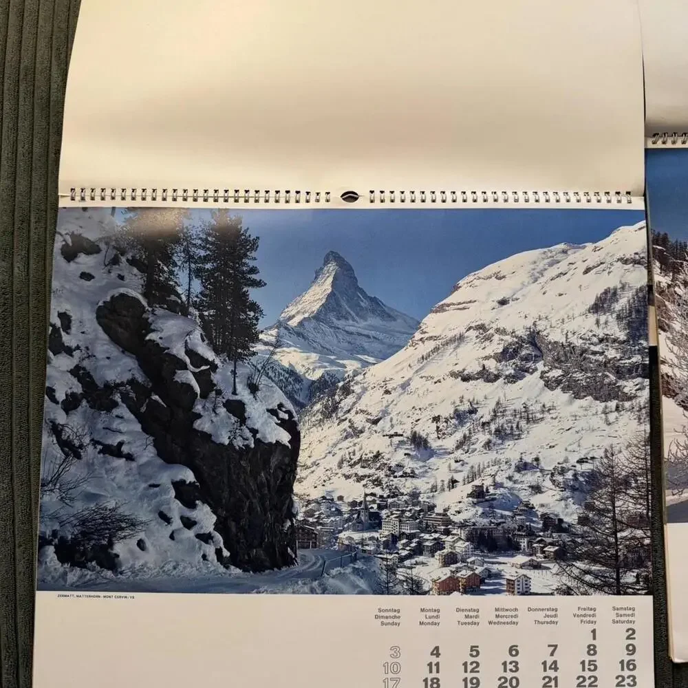 Swiss Alpine Pictorial Calendar Lot of 9 Switzerland Matterhorn Jungfrau 1960’s